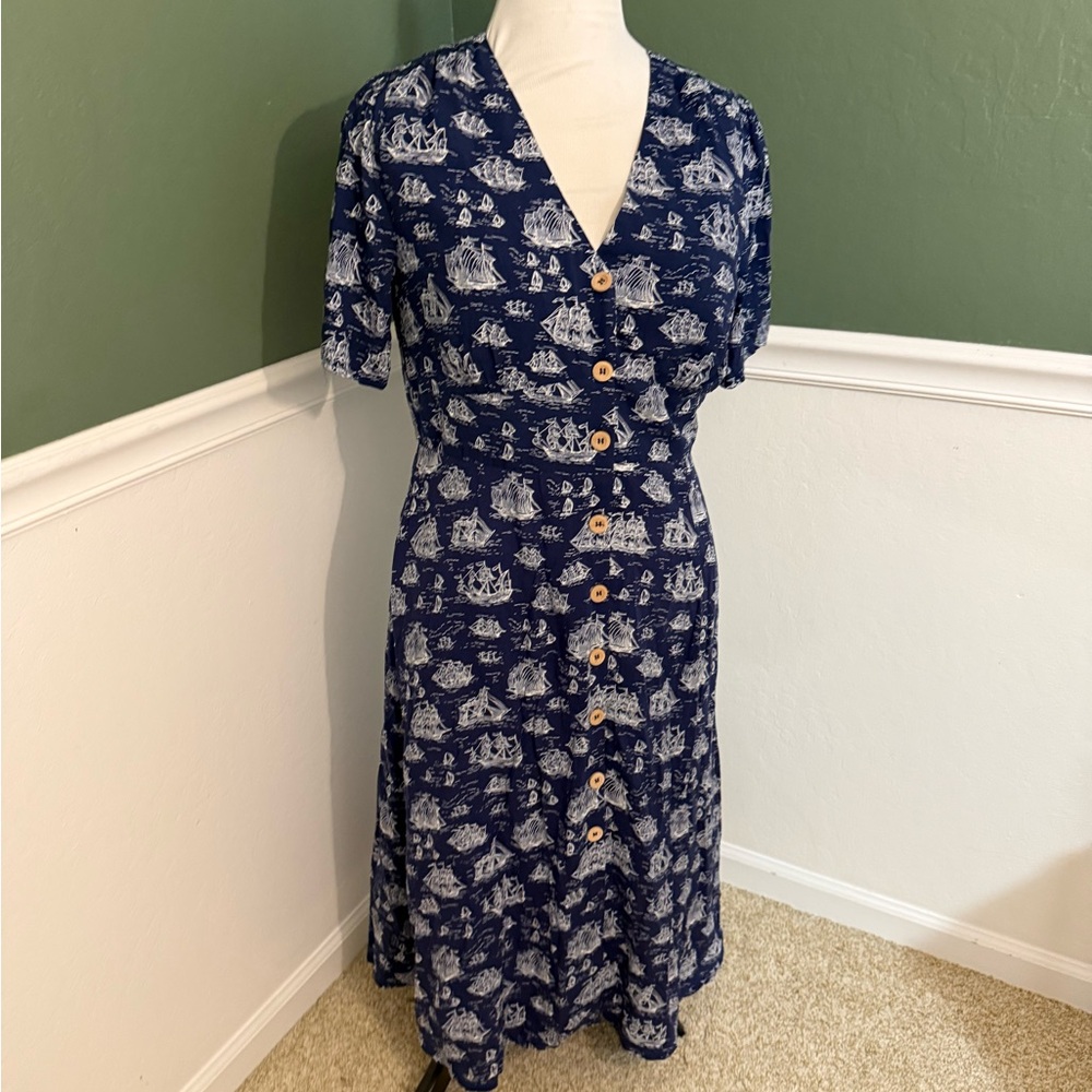 Joanie Manon Dress in Pirate Ship Print – NWT Size US 12